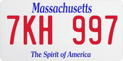 MA license plate 7KH997