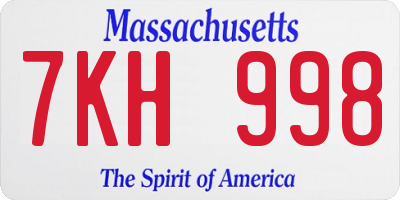 MA license plate 7KH998