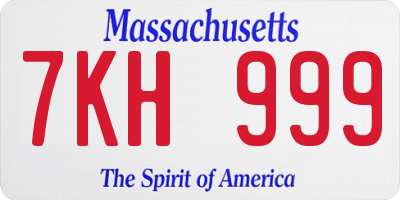 MA license plate 7KH999
