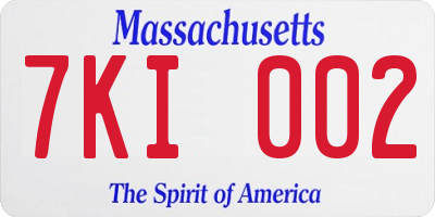 MA license plate 7KI002
