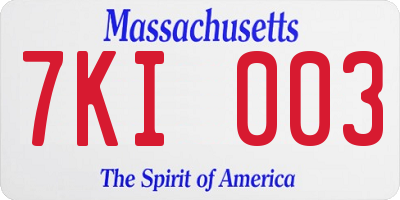 MA license plate 7KI003