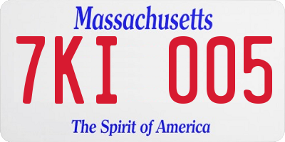 MA license plate 7KI005