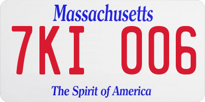 MA license plate 7KI006