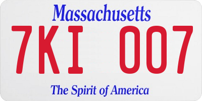 MA license plate 7KI007