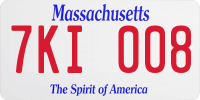 MA license plate 7KI008
