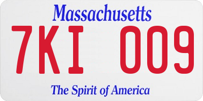 MA license plate 7KI009