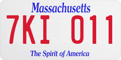 MA license plate 7KI011