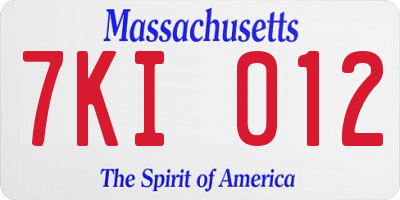 MA license plate 7KI012