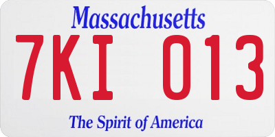 MA license plate 7KI013