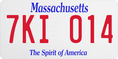 MA license plate 7KI014