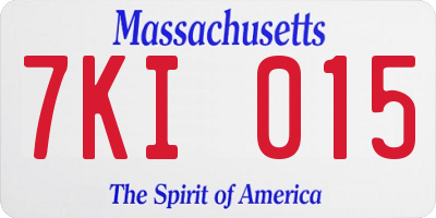 MA license plate 7KI015