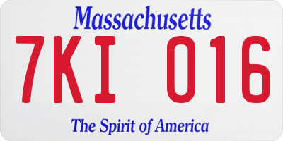 MA license plate 7KI016