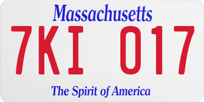 MA license plate 7KI017