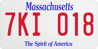 MA license plate 7KI018