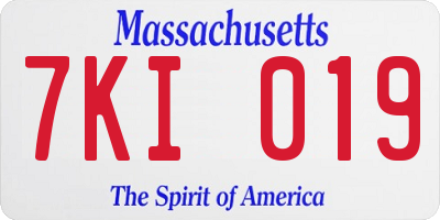 MA license plate 7KI019
