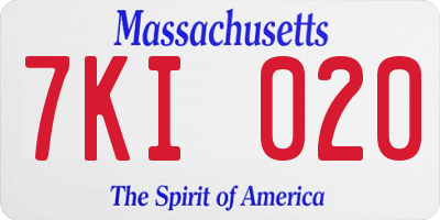 MA license plate 7KI020