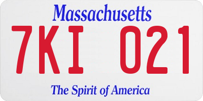 MA license plate 7KI021