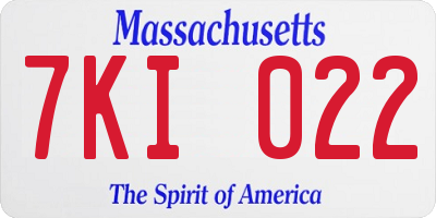 MA license plate 7KI022