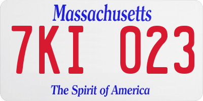 MA license plate 7KI023