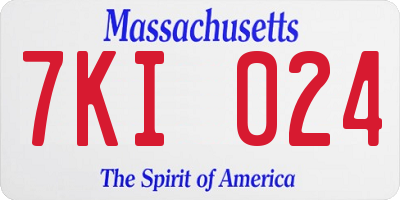 MA license plate 7KI024