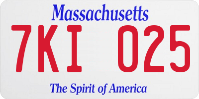 MA license plate 7KI025