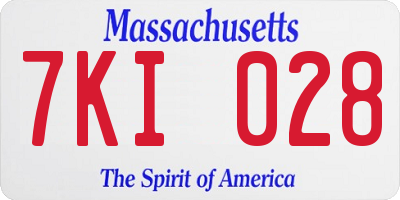 MA license plate 7KI028