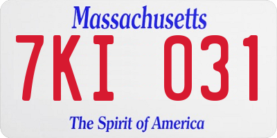 MA license plate 7KI031
