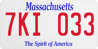 MA license plate 7KI033