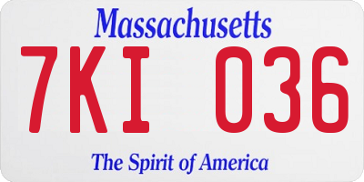 MA license plate 7KI036