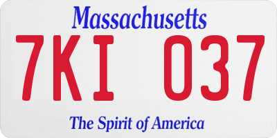 MA license plate 7KI037