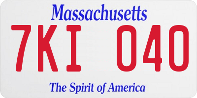MA license plate 7KI040