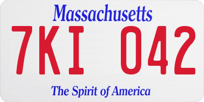MA license plate 7KI042