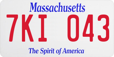 MA license plate 7KI043