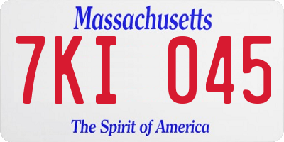 MA license plate 7KI045