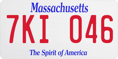 MA license plate 7KI046