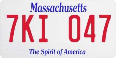 MA license plate 7KI047