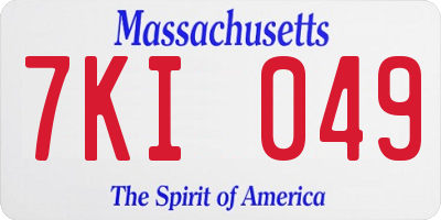 MA license plate 7KI049