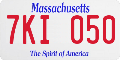 MA license plate 7KI050