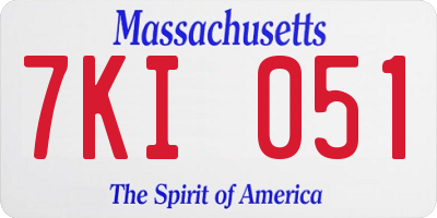 MA license plate 7KI051