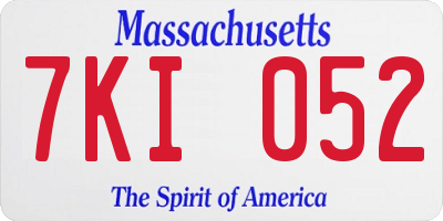 MA license plate 7KI052