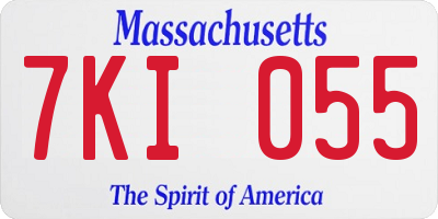 MA license plate 7KI055