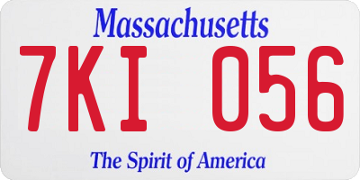 MA license plate 7KI056