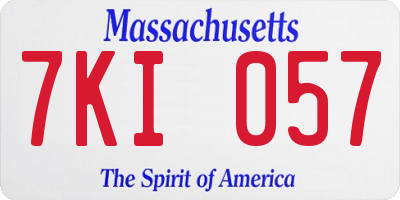 MA license plate 7KI057