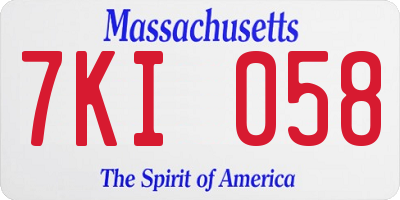 MA license plate 7KI058