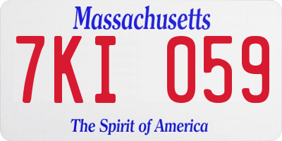MA license plate 7KI059