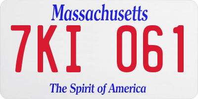 MA license plate 7KI061
