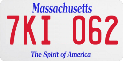 MA license plate 7KI062