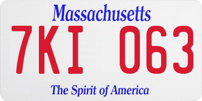 MA license plate 7KI063