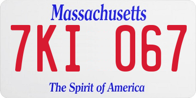 MA license plate 7KI067