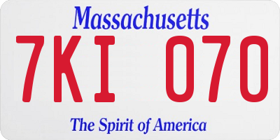 MA license plate 7KI070